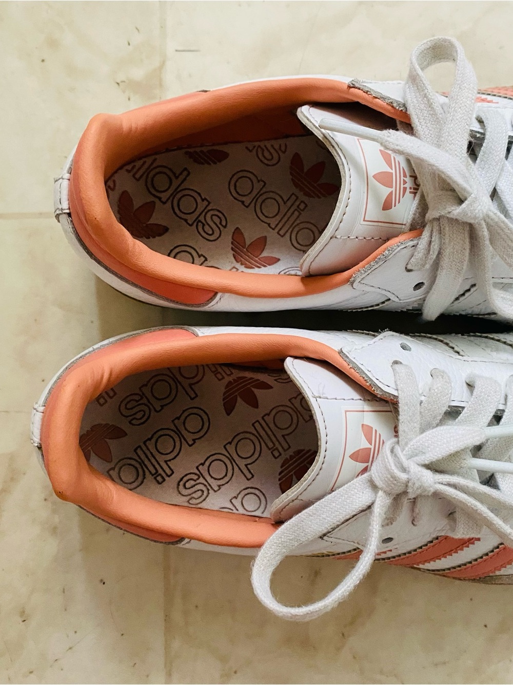 $100 Adidas Samba OG Wonder Clay White & Peach Leather Suede Low Top Sneakers 7 - Picture 10 of 13